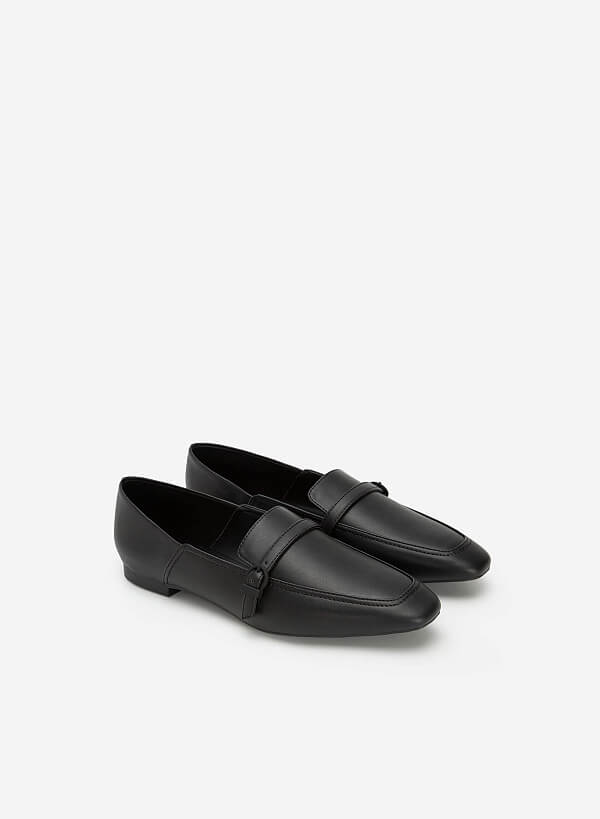 Belt Décor Edge Stitch Loafer - LOA 0099 - Black - VASCARA