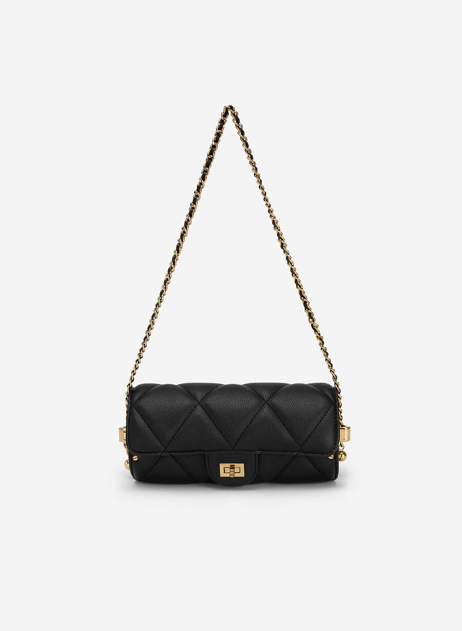 Clutch Dự Tiệc Barrel May Chần Bông - CLU 0107 - Màu Đen - vascara.com