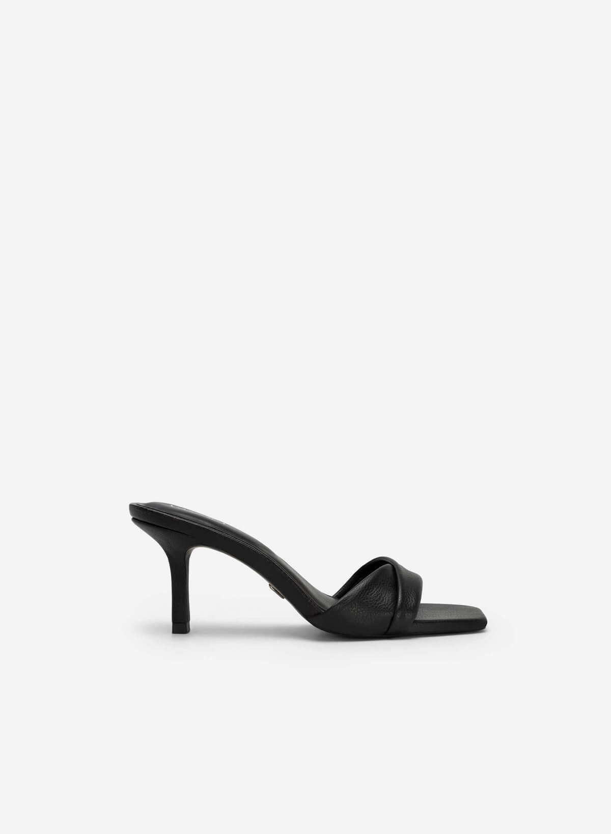 Layered Front Strap Square Toe Mules - MUL 0172 - Black - vascara.com