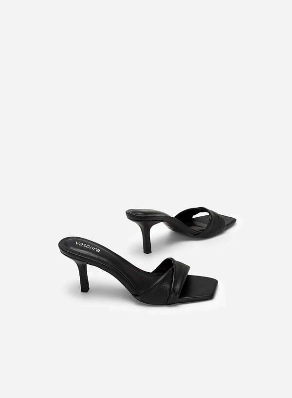 Layered Front Strap Square Toe Mules - MUL 0172 - Black - VASCARA