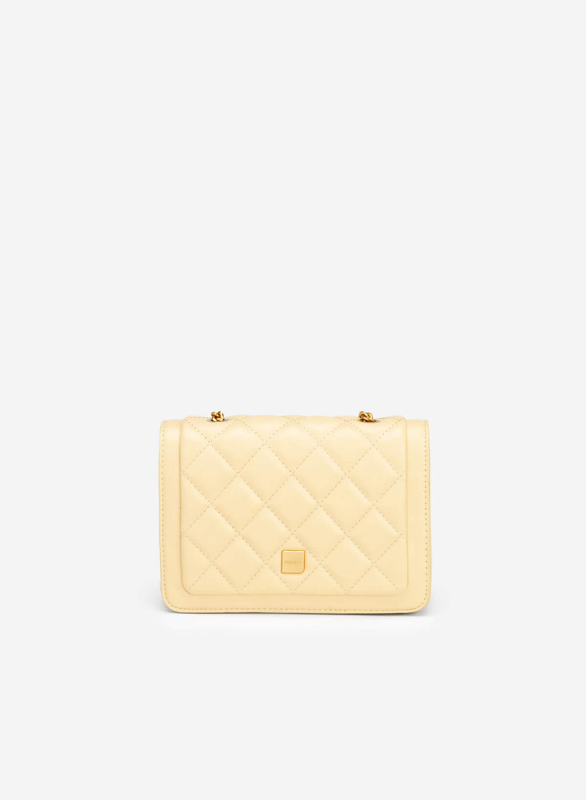 Chain Strap Grid Quilted Crossbody Bag - MES 0203 - Light Yellow - vascara.com