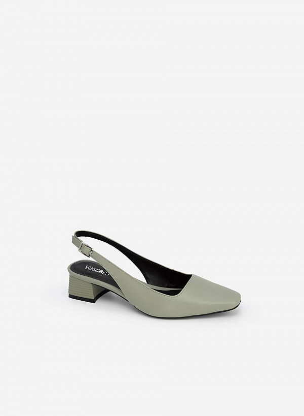 Giày Slingback Mũi Vuông Gót Trụ - BMN 0503 - Màu Xanh Bạc Hà