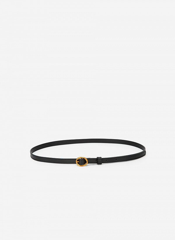 Thắt Lưng Dây Mảnh Khóa Cài Golden Oval - WAI 0026 - Màu Đen