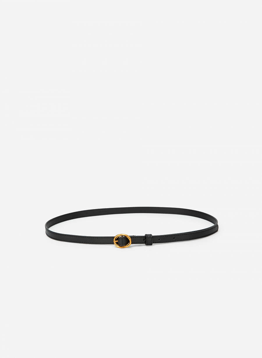 Thắt Lưng Dây Mảnh Khóa Cài Golden Oval - WAI 0026 - Màu Đen - VASCARA