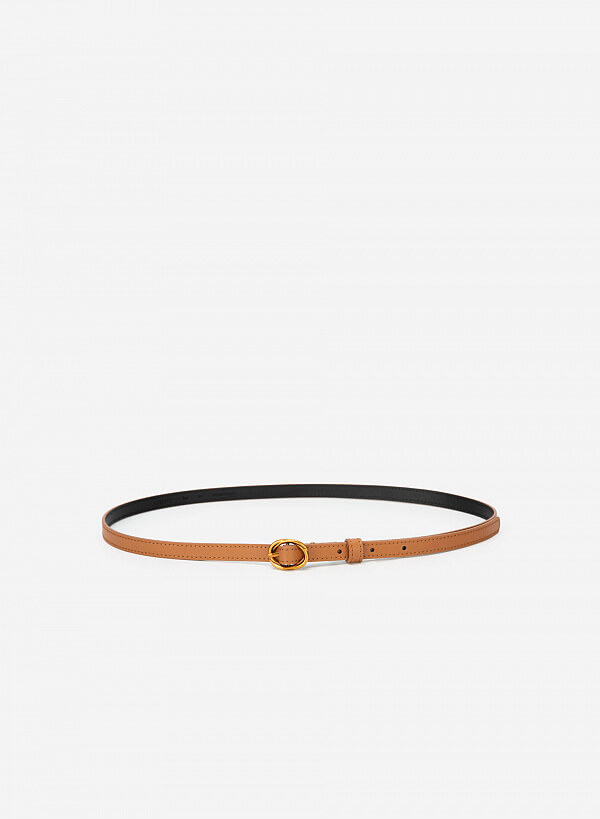 Thắt Lưng Dây Mảnh Khóa Cài Golden Oval - WAI 0026 - Màu Nâu