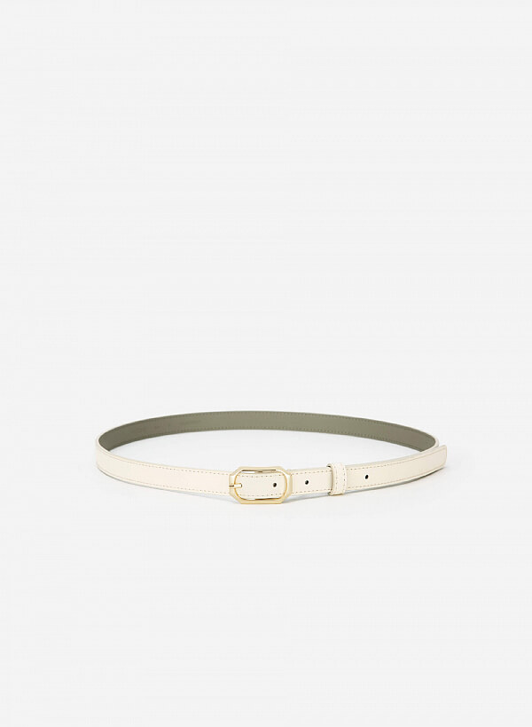 Thắt Lưng Khóa Cài Golden Octagon - WAI 0027 - Màu Trắng