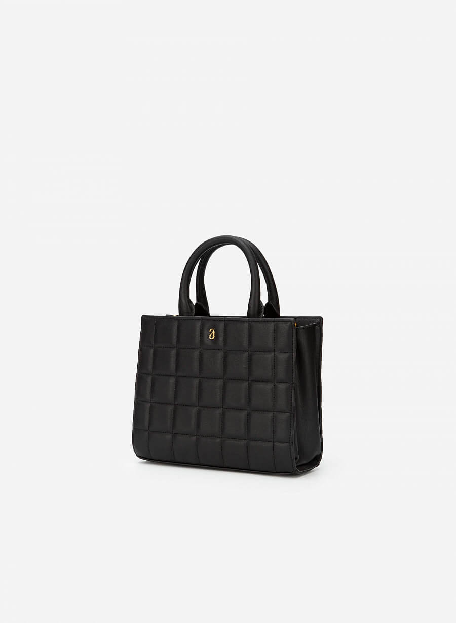 Túi Tote Viền Chỉ Nổi Caro Phối Chần Bông - TOT 0081 - Màu Đen - vascara.com
