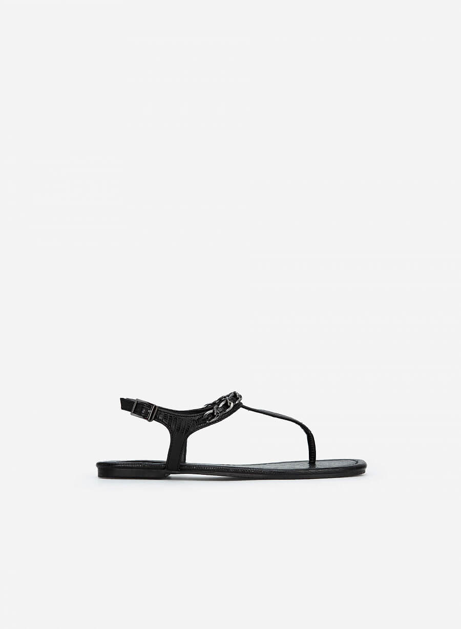 Giày sandal t-strap quai phối xích - SDK 0321 - Màu đen - vascara.com