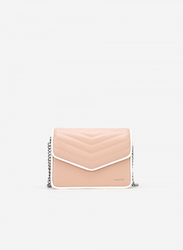 Túi viền màu phối chần bông herringbone - SHO 0185 - Màu hồng