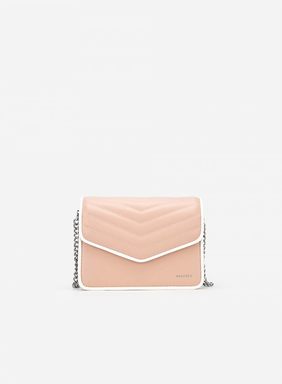 Túi viền màu phối chần bông herringbone - SHO 0185 - Màu hồng - VASCARA