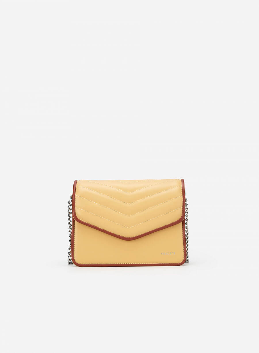 Túi Viền Màu Phối Chần Bông Herringbone - SHO 0185 - Màu Vàng Chanh - VASCARA