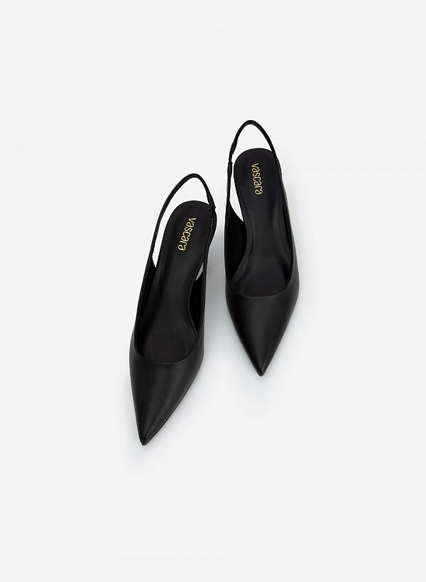 Giày Slingback Gót Nhũ Metallic Gold - BMN 0510 - Màu Đen - VASCARA