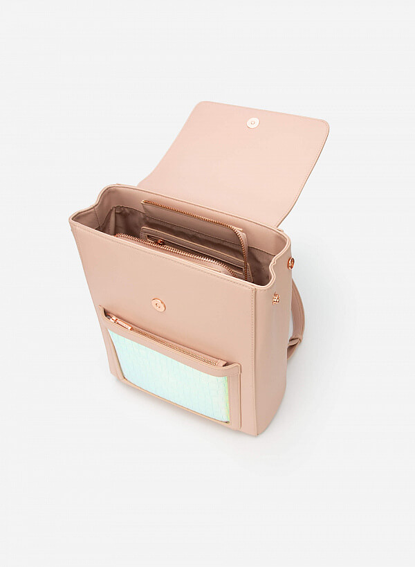 Balo Phối Hologram Vân Da Cá Sấu - BAC 0159 - Màu Hồng - VASCARA