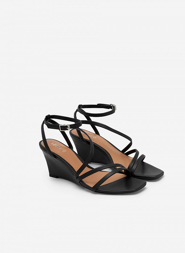 Giày Sandal Đề Xuồng Multi-Strap - SDX 0427 - Màu Đen - VASCARA