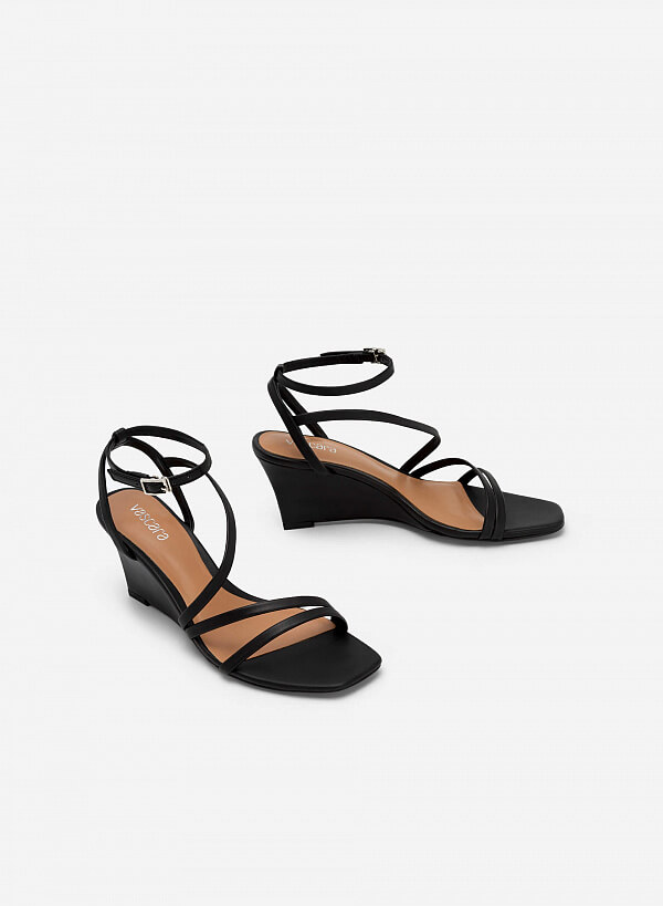 Giày sandal đề xuồng multi-strap - SDX 0427 - Màu đen - VASCARA