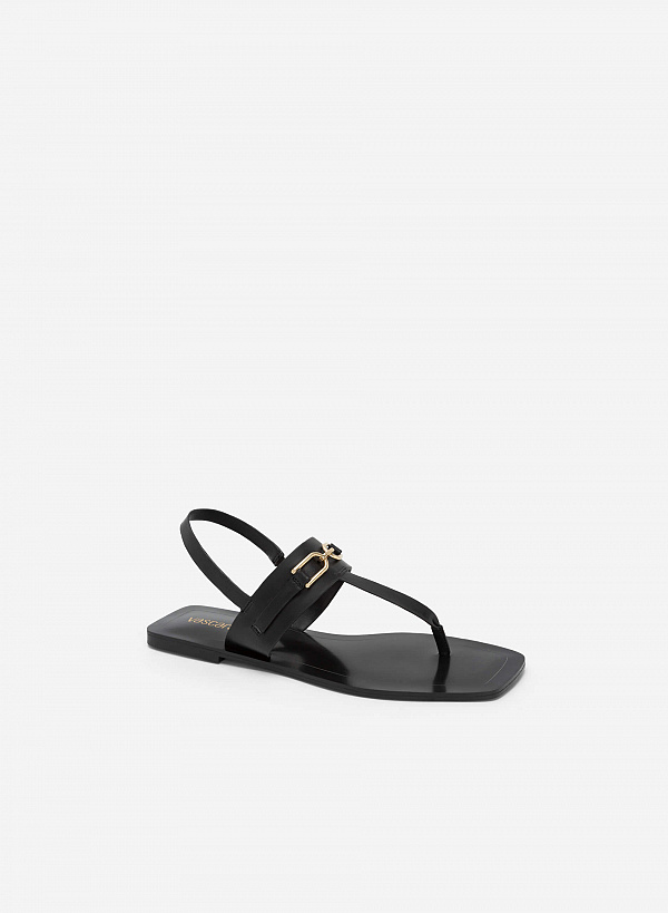 Giày sandal t-strap quai phối xích mũi vuông