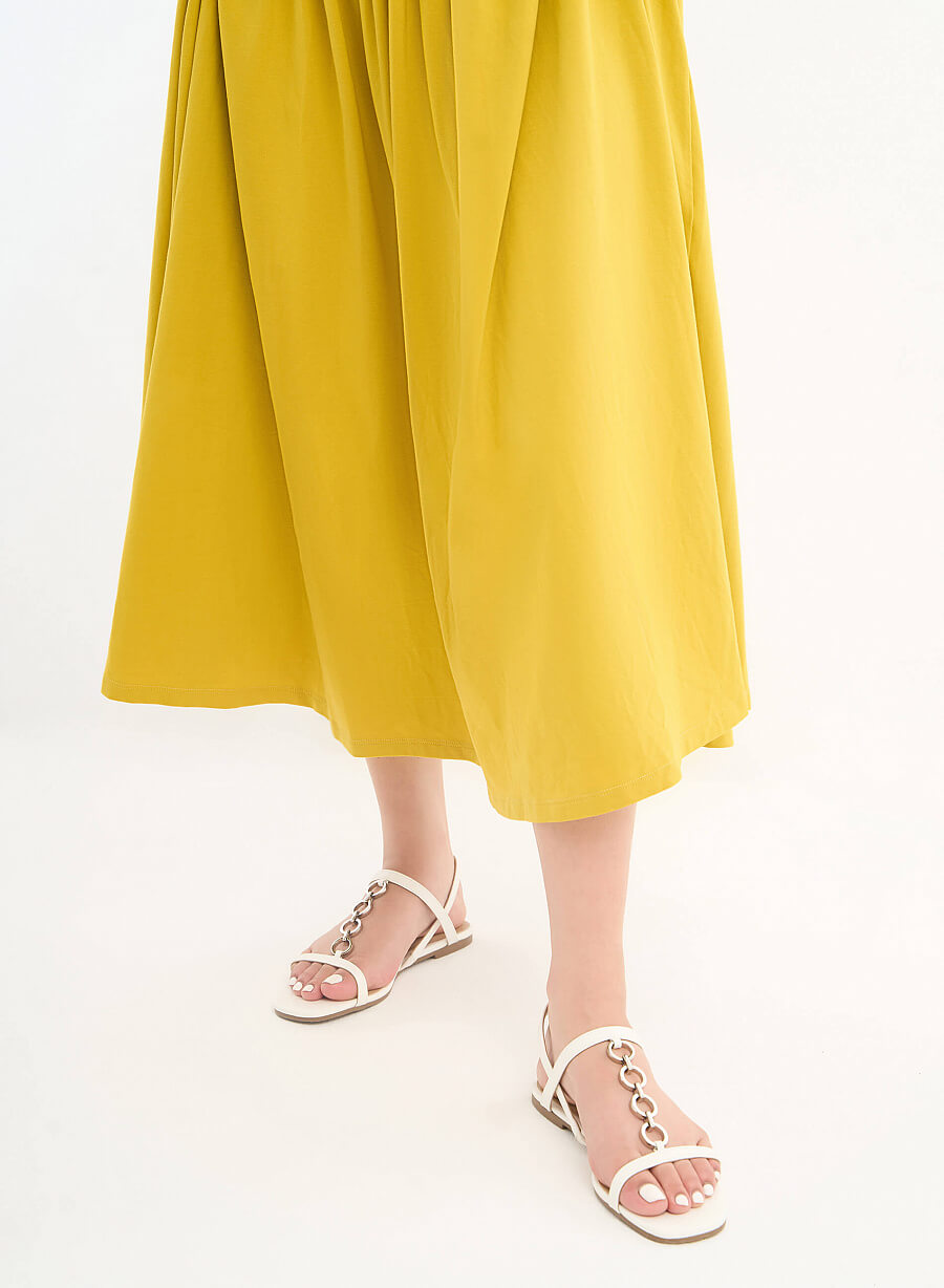 Giày Sandal Quai Đôi Phối Xích Kim Loại - SDK 0324 - Màu Trắng - vascara.com