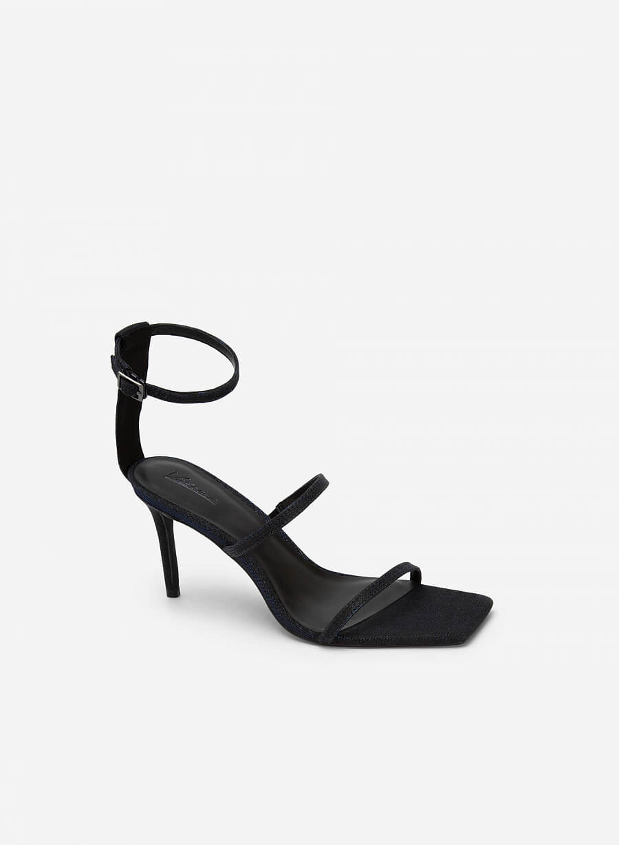 Giày Sandal Ankle Strap Quai Kim Tuyến Mũi Vuông - SDN 0717 - Màu Đen - vascara.com