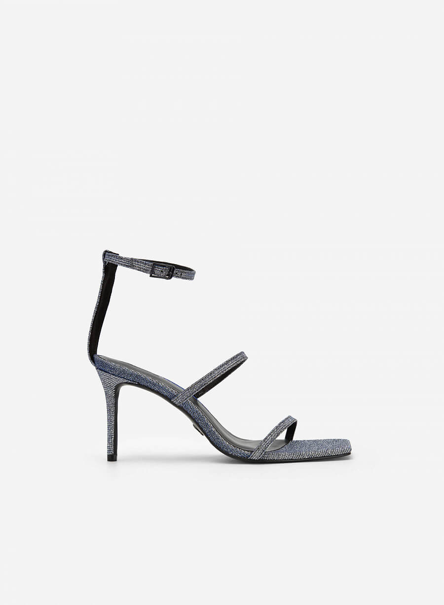 Giày sandal ankle strap quai kim tuyến mũi vuông - SDN 0717 - Màu bạc - vascara.com