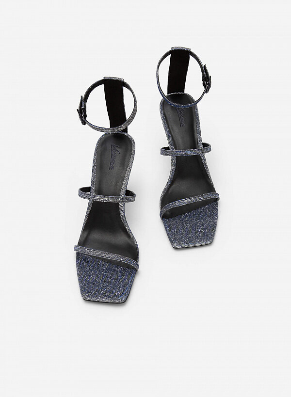 Giày Sandal Ankle Strap Quai Kim Tuyến Mũi Vuông - SDN 0717 - Màu Bạc - VASCARA
