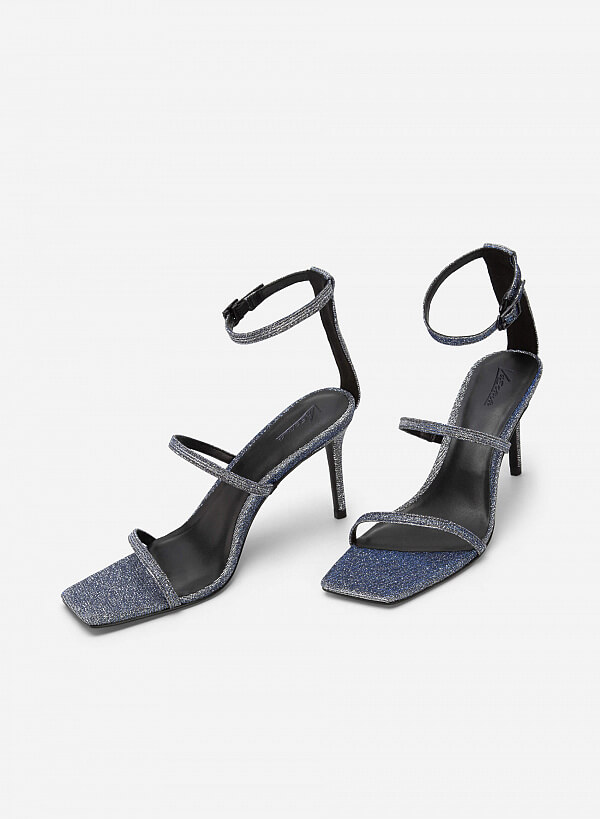 Giày Sandal Ankle Strap Quai Kim Tuyến Mũi Vuông - SDN 0717 - Màu Bạc - VASCARA