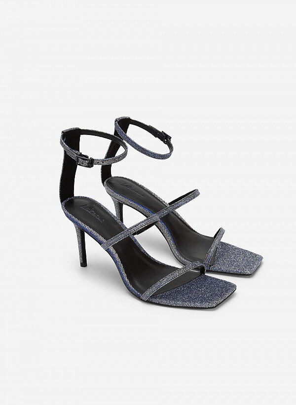 Giày Sandal Ankle Strap Quai Kim Tuyến Mũi Vuông - SDN 0717 - Màu Bạc - VASCARA