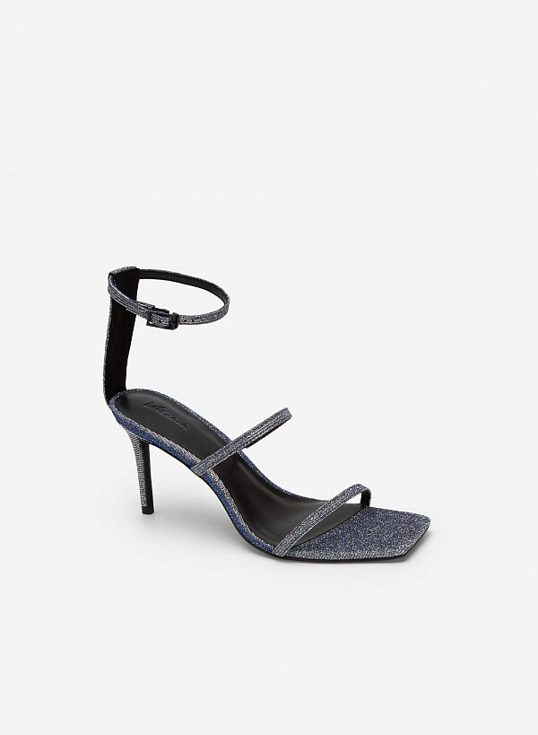 Giày Sandal Ankle Strap Quai Kim Tuyến Mũi Vuông - SDN 0717 - Màu Bạc - VASCARA