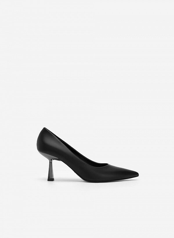 Giày bít mũi nhọn phối spool heel - BMN 0524 - Màu đen