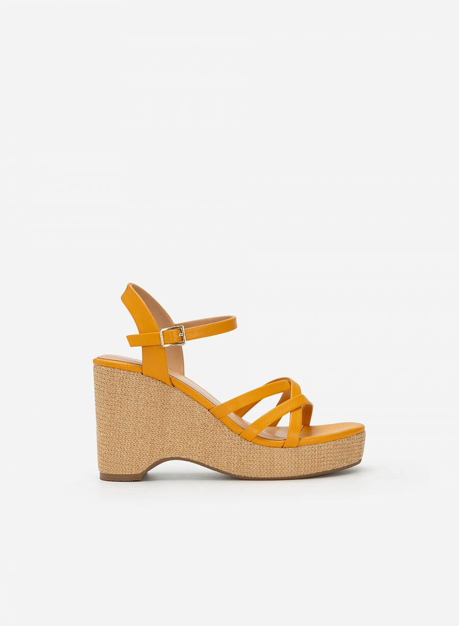 Giày Sandal Đế Xuồng Cói Quai Vân Da Kỳ Đà - SDX 0429 - Màu Vàng - vascara.com
