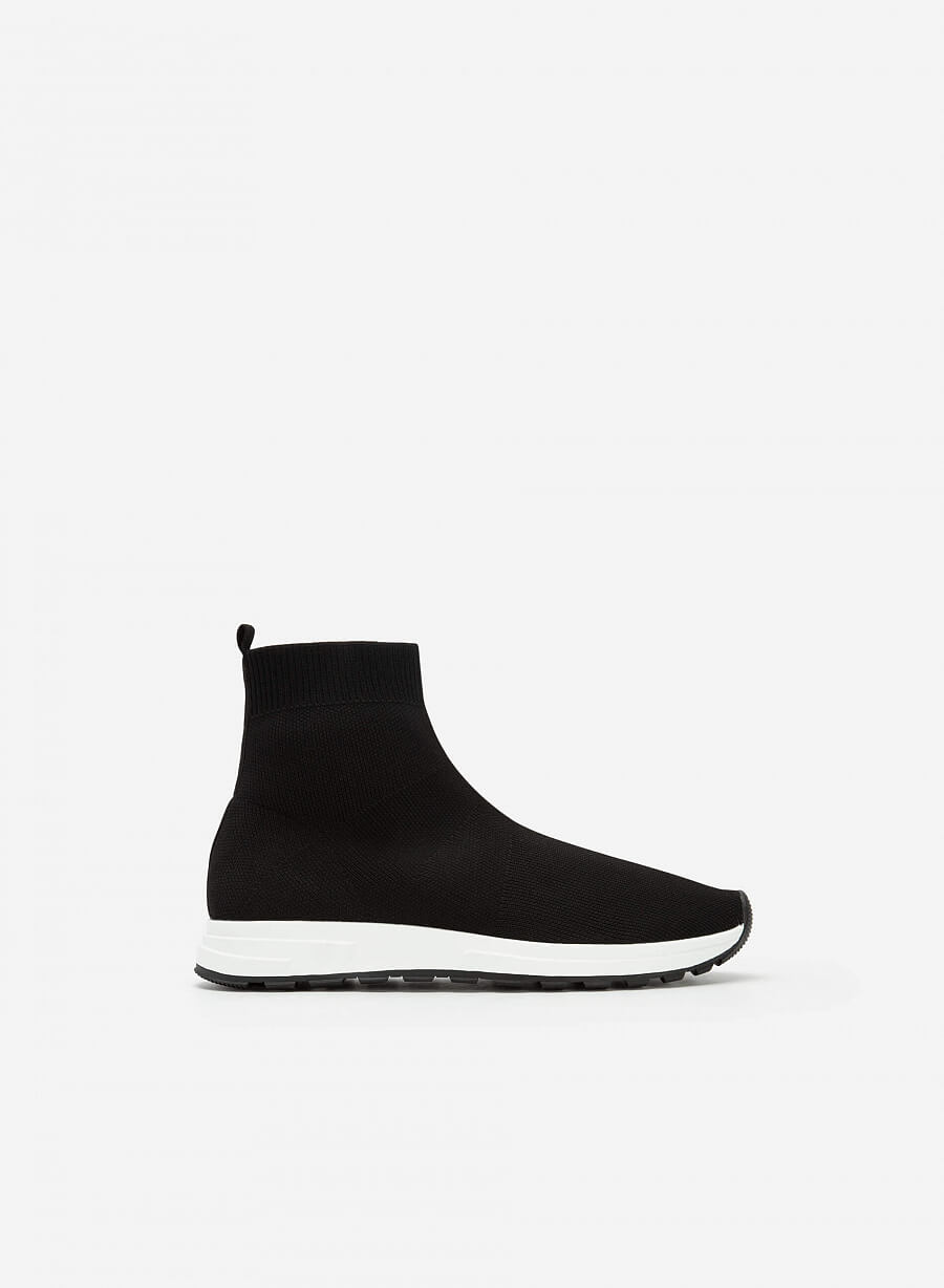 Giày sneaker vải knit cổ cao - SNK 0046 - Màu đen - vascara.com