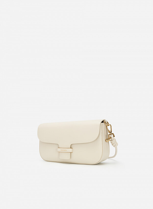 Túi Xách Leather Quai Cài Khóa Viền Vàng Kim - SAT 0295 - Màu Be - VASCARA