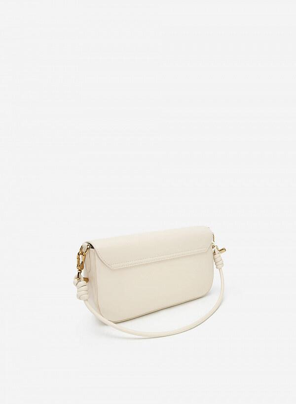 Túi Xách Leather Quai Cài Khóa Viền Vàng Kim - SAT 0295 - Màu Be - VASCARA