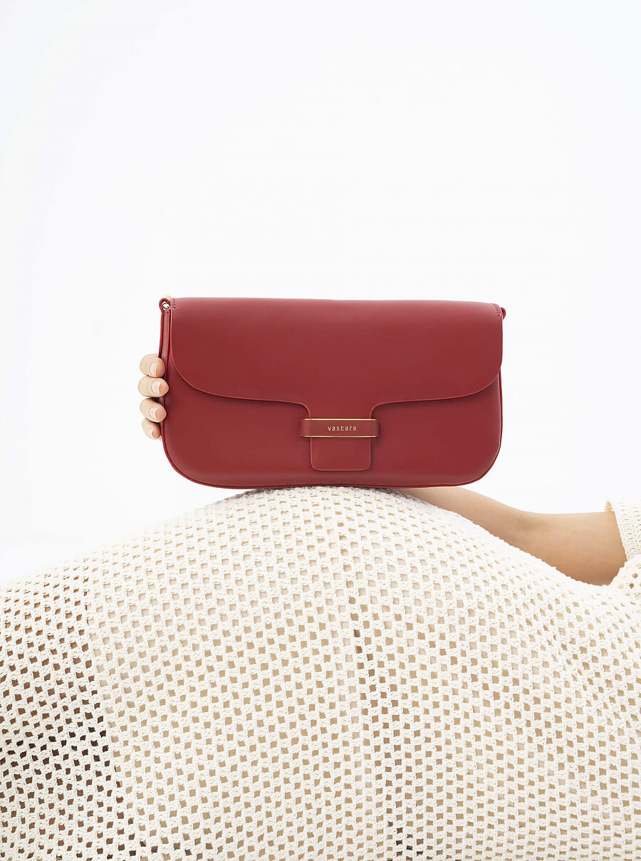 Túi xách leather quai cài khóa viền vàng kim - SAT 0295 - Màu cam đậm - vascara.com