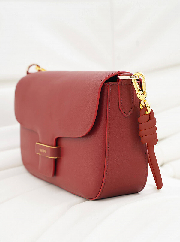 Túi Xách Leather Quai Cài Khóa Viền Vàng Kim - SAT 0295 - Màu Cam Đậm - VASCARA