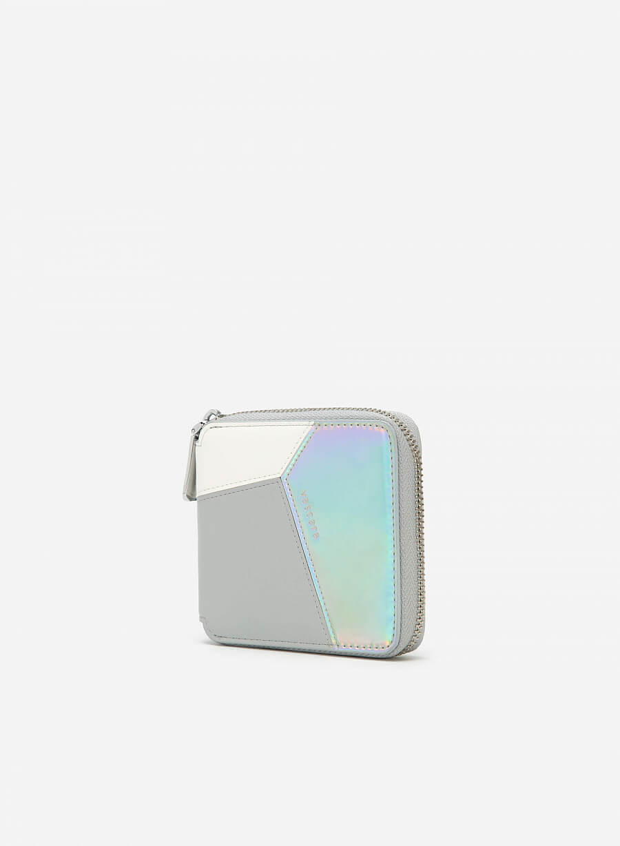 Ví cầm tay color block phối hologram - WAL 0229 - Màu xám - vascara.com