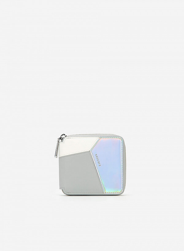Ví Cầm Tay Color Block Phối Hologram - WAL 0229 - Màu Xám
