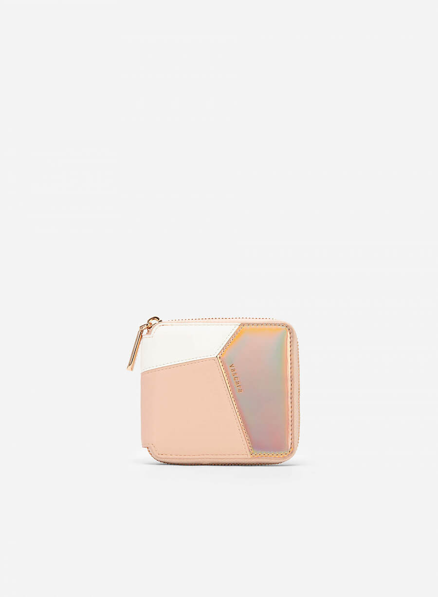 Ví Cầm Tay Color Block Phối Hologram - WAL 0229 - Màu Hồng - VASCARA