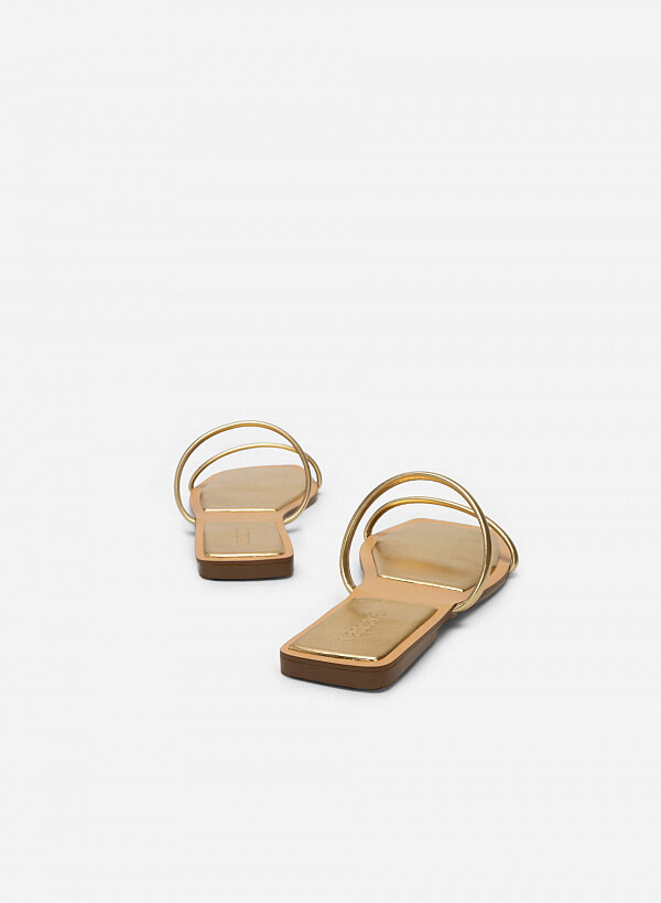 Dép Metallic Quai Đôi Mũi Vuông - DXP 0176 - Màu Vàng Kim - VASCARA