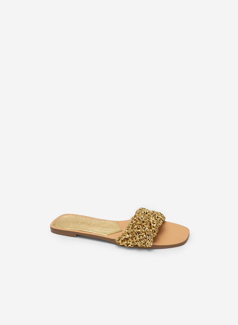 Dép Metallic Quai Ngang Đan Xoắn - DXP 0178 - Màu Vàng Kim - vascara.com
