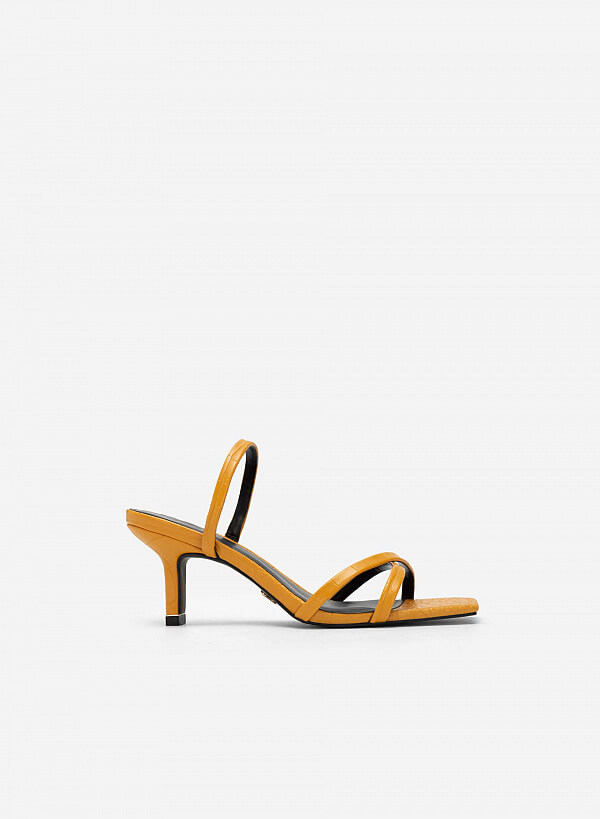 Sandal Vân Da Cá Sấu Quai Chéo Mũi Vuông - SDN 0715 - Màu Vàng - VASCARA