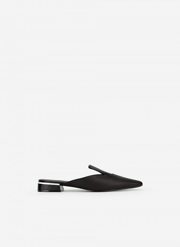 Giày Mule Bít Mũi Vuông Gót Trụ Viền Metallic - DXP 0170 - Màu Đen