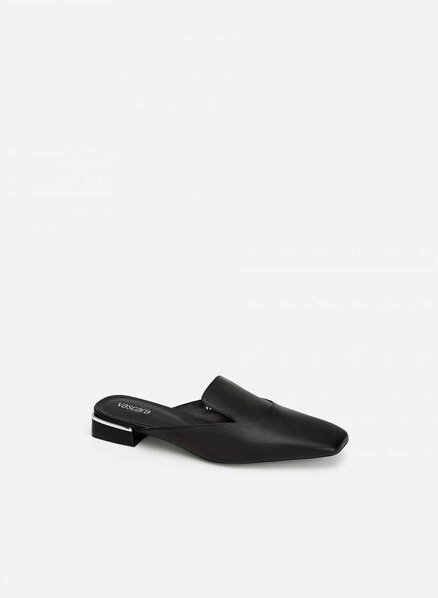 Giày Mule Bít Mũi Vuông Gót Trụ Viền Metallic - DXP 0170 - Màu Đen - vascara.com