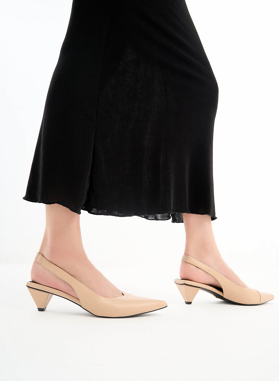Giày Slingback Vân Da Kỳ Đà Gót Hình Nón - BMN 0526 - Màu Be - vascara.com