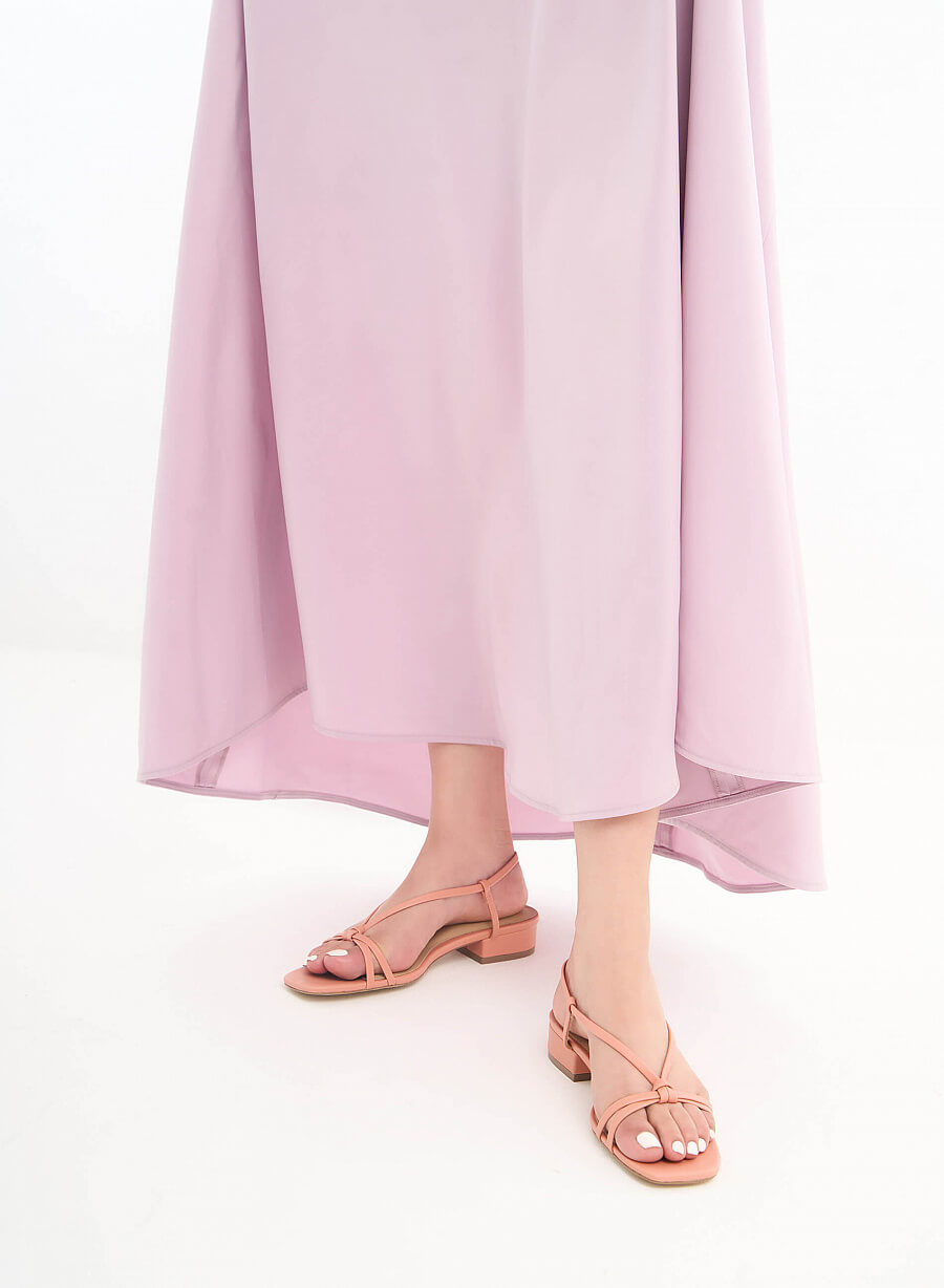Giày sandal mũi vuông quai mảnh thắt nút - SDN 0709 - Màu hồng - vascara.com
