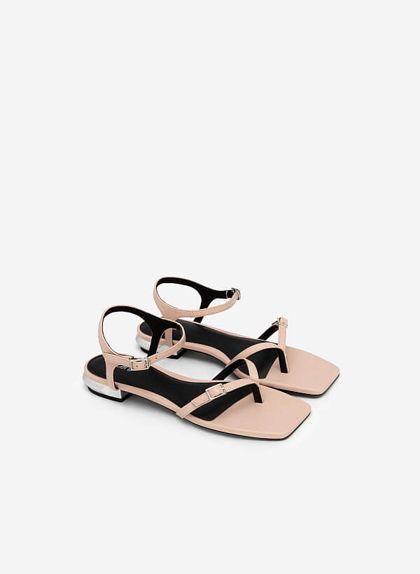 Giày sandal kẹp vân da kỳ đà quai phối khóa cài - SDK 0328 - Màu hồng - VASCARA