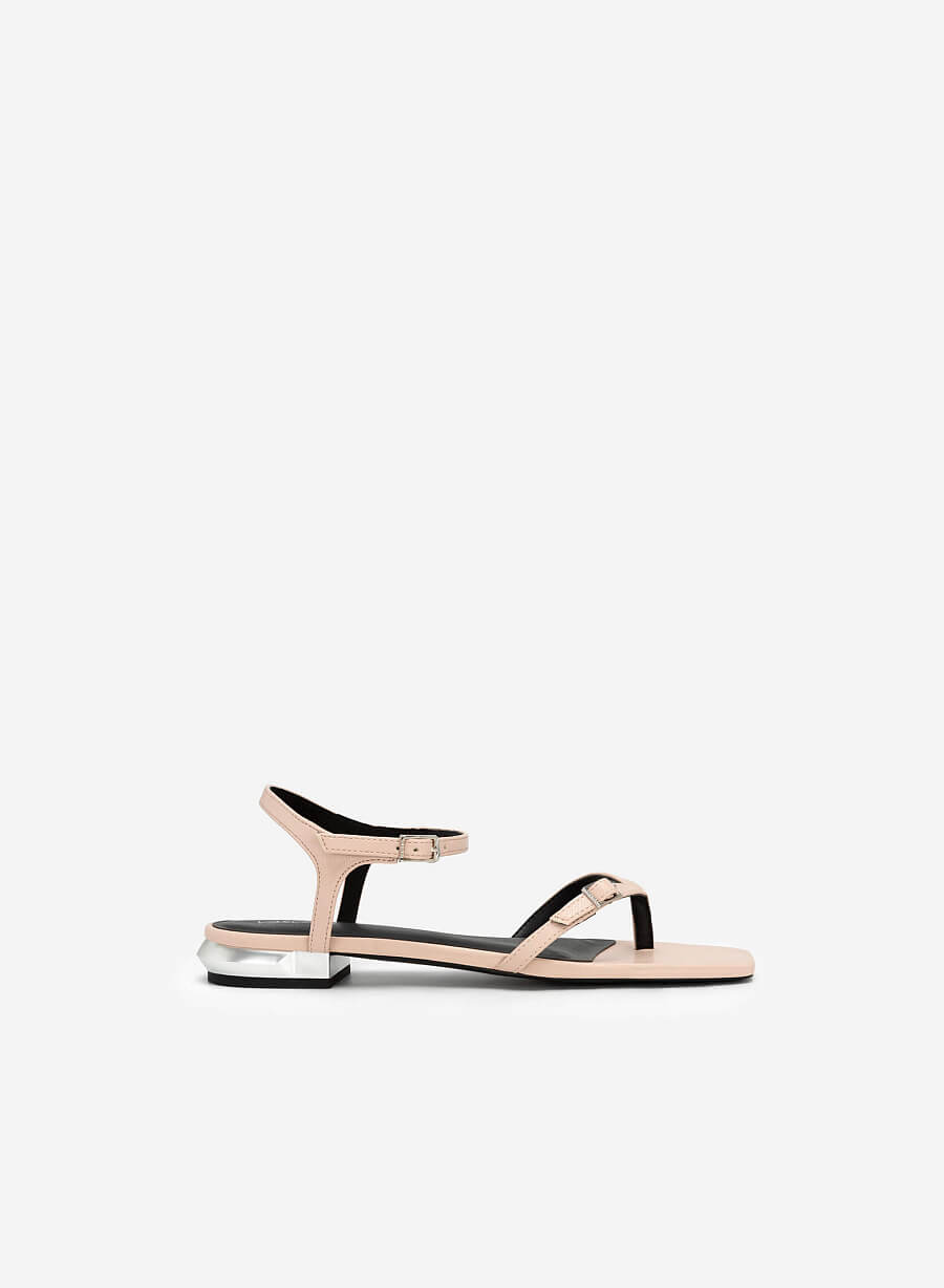 Giày Sandal Kẹp Vân Da Kỳ Đà Quai Phối Khóa Cài - SDK 0328 - Màu Hồng - vascara.com