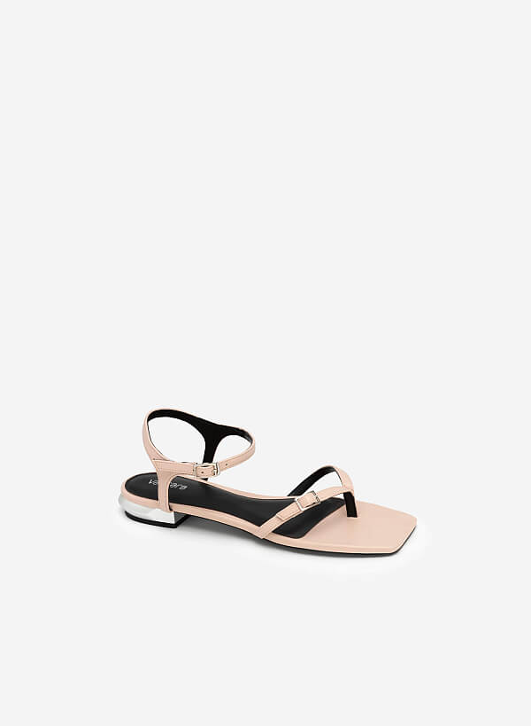 Giày sandal kẹp vân da kỳ đà quai phối khóa cài - SDK 0328 - Màu hồng