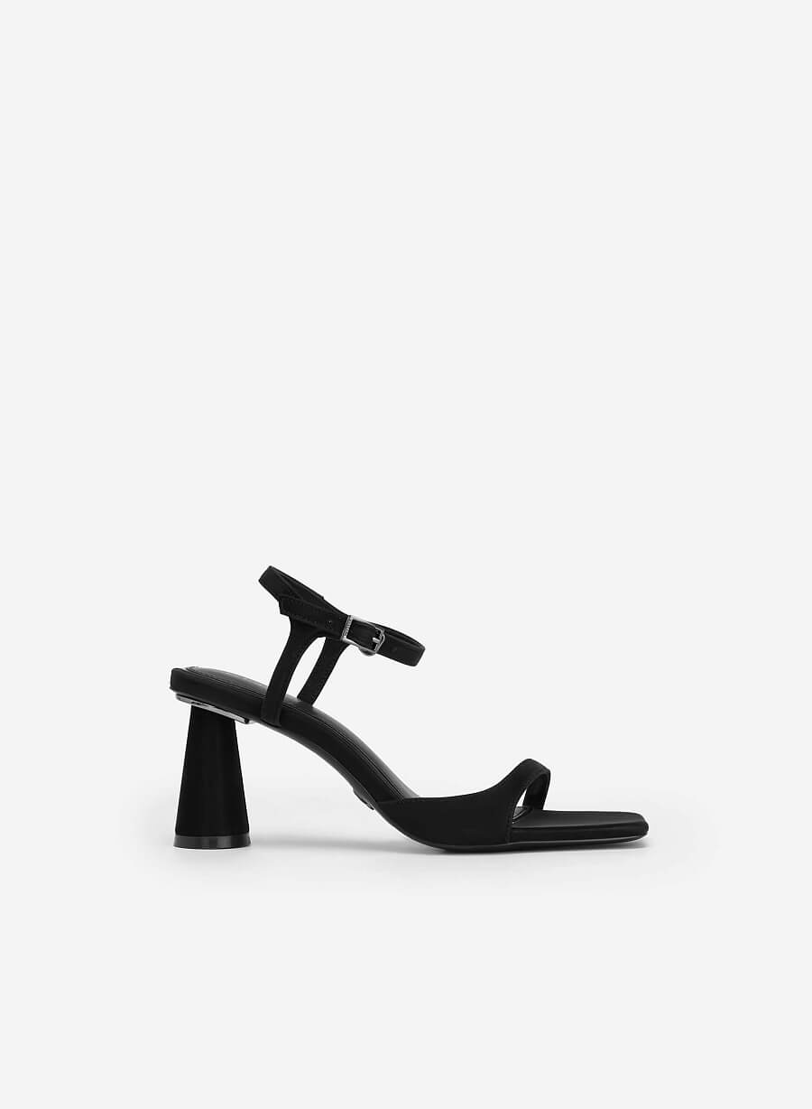 Giày sandal nhung ankle strap gót trụ - SDN 0736 - Màu đen - vascara.com
