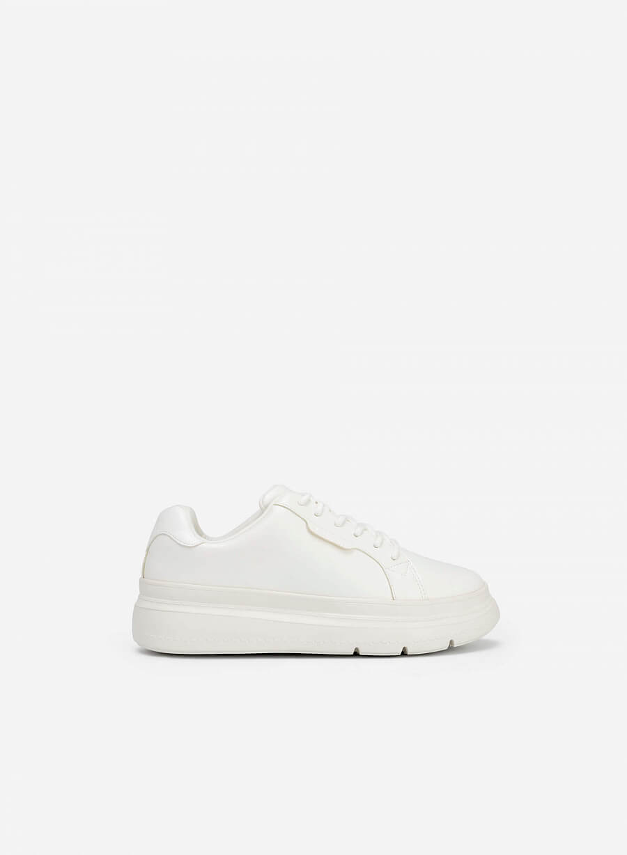 Giày sneaker phối vân da kỳ đà đế cao - SNK 0048 - Màu trắng - VASCARA