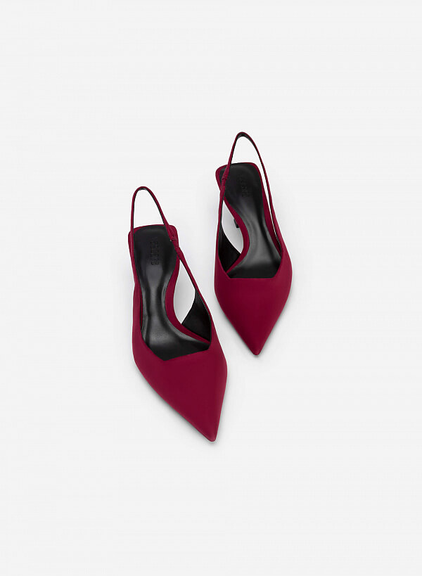 Giày Slingback Bít Mũi Nhọn - BMN 0578 - Màu Đỏ Đậm - VASCARA